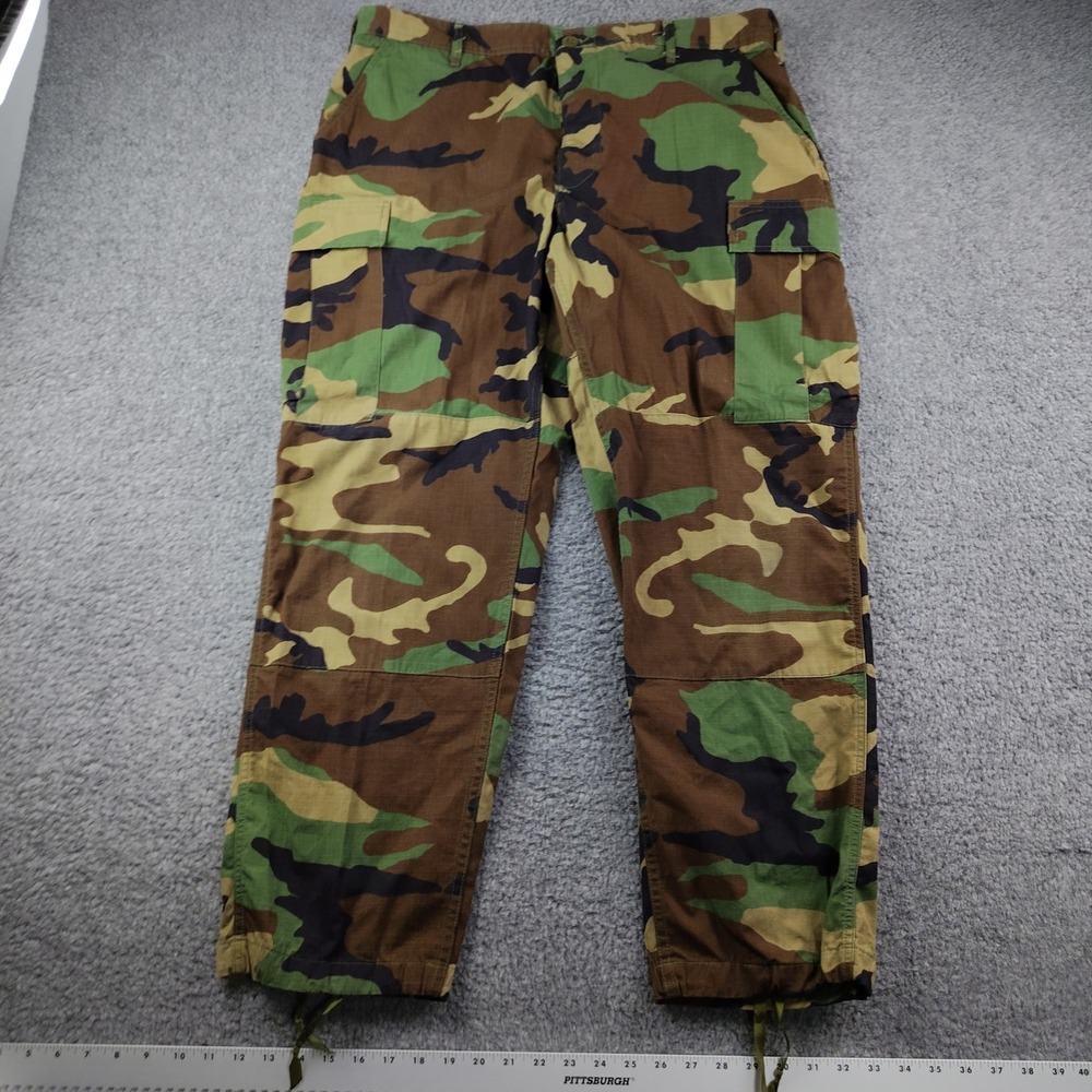 Military Woodland Camo Cargo Combat Pants Large Short Trousers Ripstop BDU